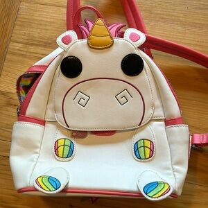 Loungefly Minions fluffy unicorn backpack is like new.Pop! By Loungefly edition.